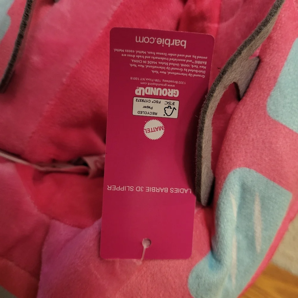 NWT Mattel Barbie Pink Camper Slippers Size L (9 - 10)
